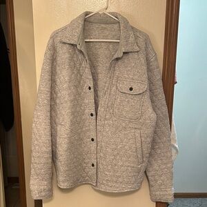 Men’s J. Crew Gray Quilt Knit Button Up Shirt Jacket Size Large NWT